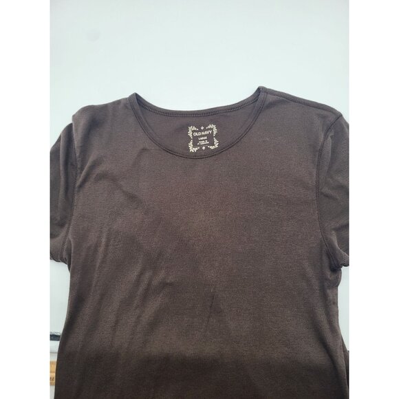 Old Navy Women's L Brown Short Sleeve Long Length T Shirt Y2k Skater Style - Picture 9 of 9